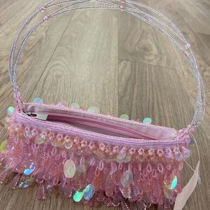 Handbag with beads pink beautiful and very nice